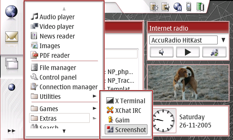 Screenshot menu entry