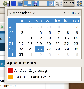 My calendar on the desktop