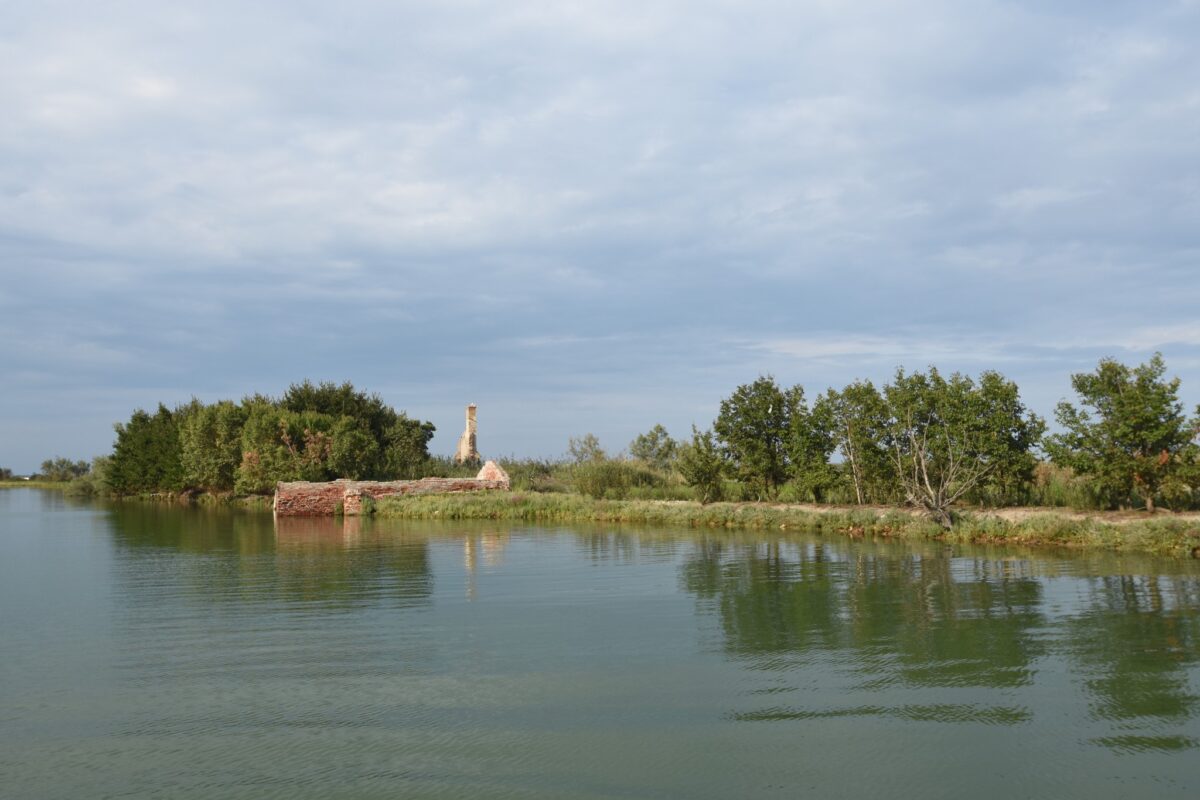 The abandoned island La Cura with riuns