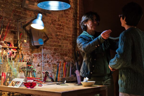 Photo walks in Venice at one of the artisan glass bead makers.
