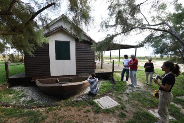 Fish farm shelter build on an old boat