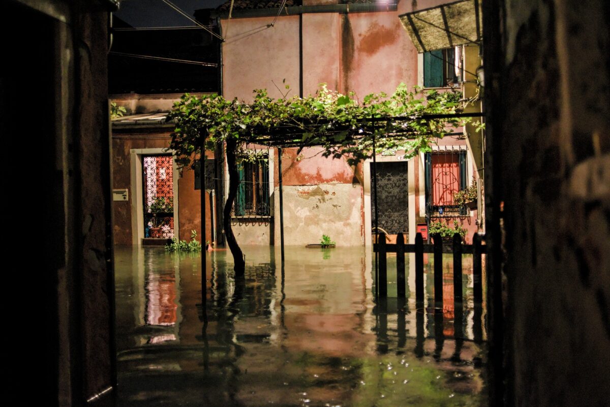 High tide in Venice - flooded courtyard