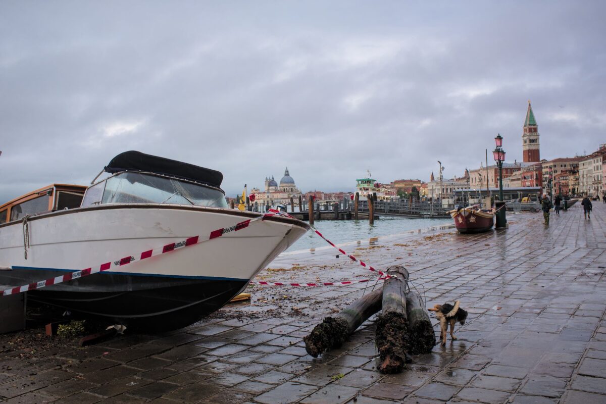 Wrecked taxi in central Venice 