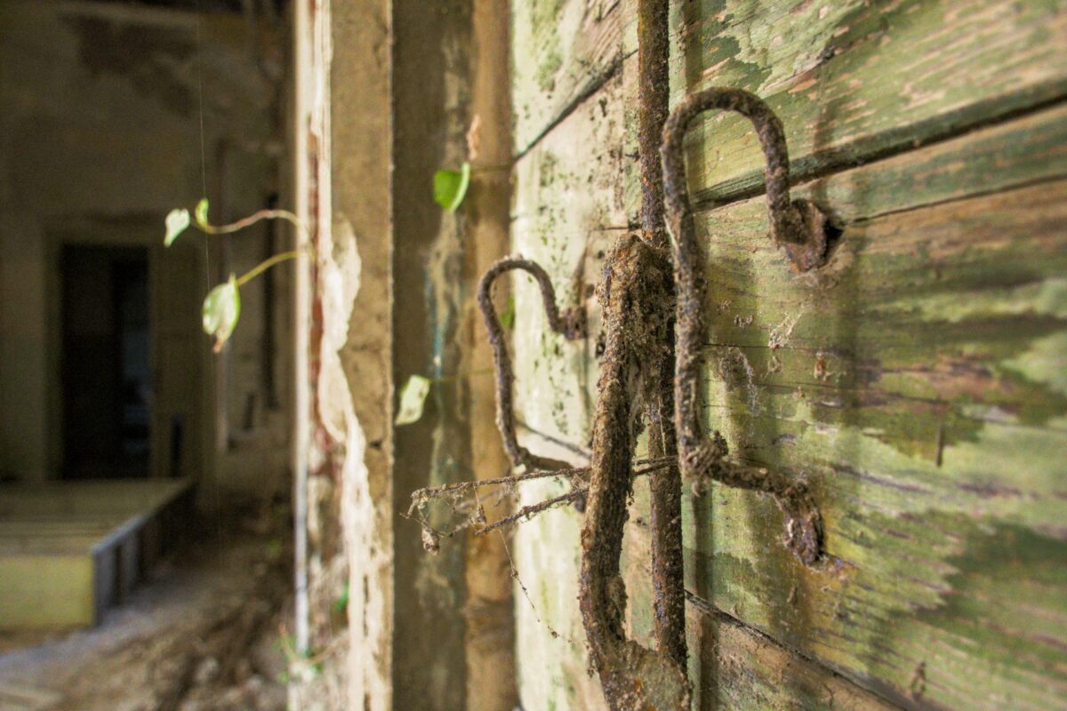 Details of window shutters in the abandoned hospital