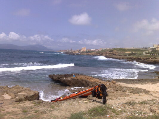 Unorthodox stop at Cala Buona, just south of Alghero, Sardinia