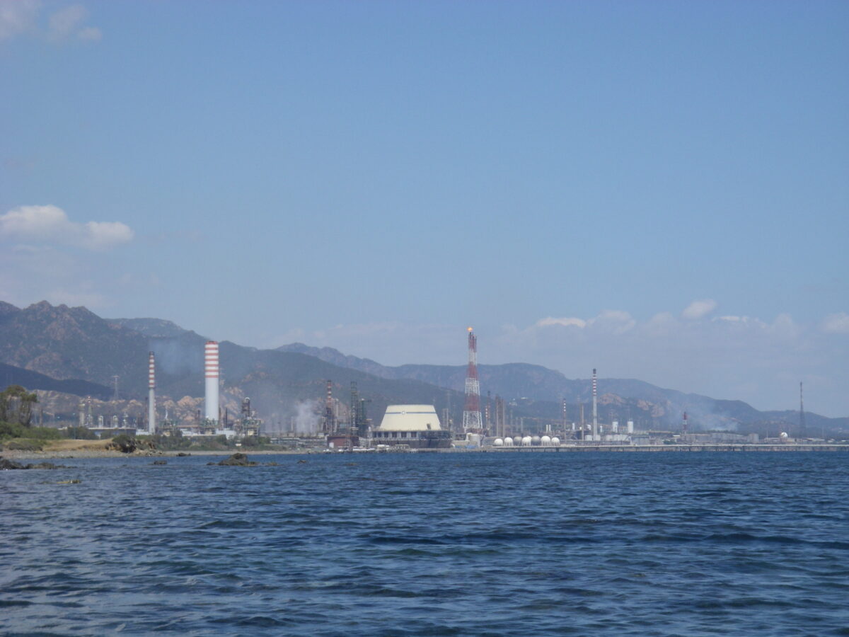 Oil refinery at Porto Foxi, Sardinia