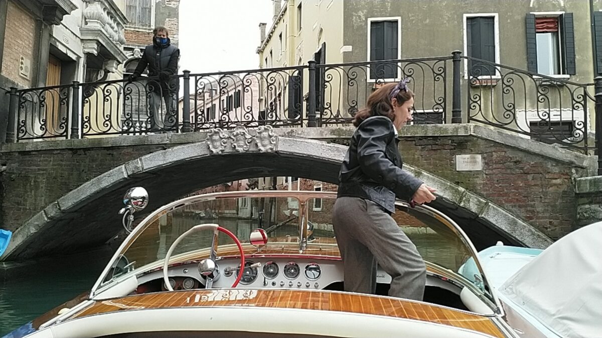 Lucia mooring the vintage motorboat